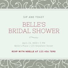 Gray And Red Floral Pattern Tea Party Bridal Shower Invitation