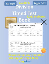 division timed test book digits 0 12