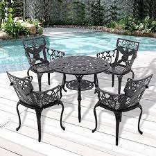 Tunearary 5 Piece Aluminum Bronze Patio Furniture Outdoor Dining Chairs Set