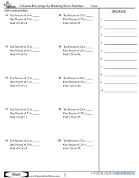 percent worksheets free distance