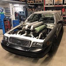 Front and rear bumper guards. This Ford Crown Victoria Is Powered By A Twin Turbo 27 Liter V12 Byri