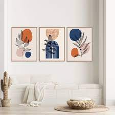 Boho Print Blue Gallery Wall Art Set Of