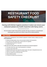 7 sle restaurant safety checklist