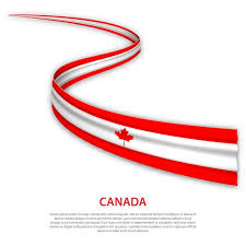 waving ribbon or banner with flag of canada
