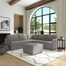Flex 5 Seat Sectional With Narrow Arm And Storage Ottoman