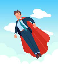 Premium Vector | Super worker flying in sky business employee jump with  strength in career for success leader hero manager super flight of hero  businessman in red cloak