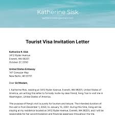 tourist visa invitation letter template
