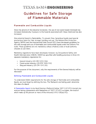 guidelines for safe storage of flammable