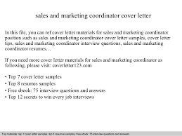 Sales And Marketing Coordinator Cover Letter