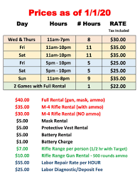 Hours And Pricing