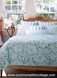 blue cabana stripe quilt pillow shams set