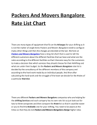 Packers And Movers Bangalore Rate List Chart Acquire Best