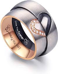 Both stanard fit and comfort fit are ways in which the interior of the ring will rest around your finger. Lavumo Matching Promise Rings For Couples Love You Forever Wedding Bands Sets For Him And Her Half Heart Rings Stainless Steel 6mm With Box Comfort Fit Men 10 Women 10 Amazon Com
