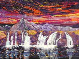 Waterfalls Textile Art Landscape