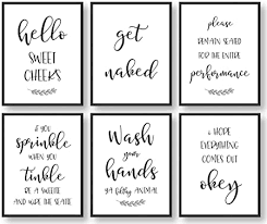 Beautiful farmhouse bathroom wall design and decor ideas that you are going to love! Amazon Com Bathroom Wall Decor Bathroom Wall Art Bathroom Quotes Signs Rules Decorations Bathroom Pictures Wall Decor Bathroom Decor Set Of 6 8x10in Unframed Posters Prints