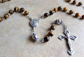 handmade tigers eye rosary with