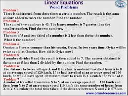 Linear Equations Word Problems Part 1