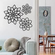 Round Flower Metal Wall Art Decor Set