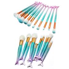 10pcs turquoise mermaid makeup brushes