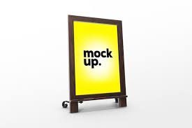 a yellow sign that says mock up on it