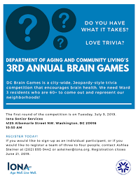 There are many different causes of memory loss. Dc Department Of Aging And Community Living S 3rd Annual Brain Games Iona