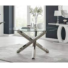 large vogue chrome glass dining table