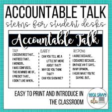Accountable Talk Sentence Stems Worksheets Teaching