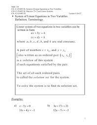 system of linear equations in two