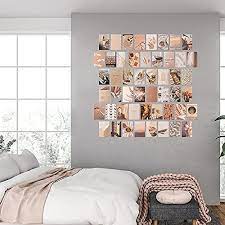 50pcs Beige Aesthetic Picture For Wall