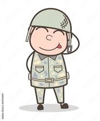 cartoon funny army man stuck out tongue