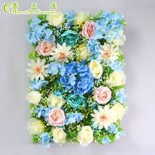 China Blue Silk Flower Wall Panels