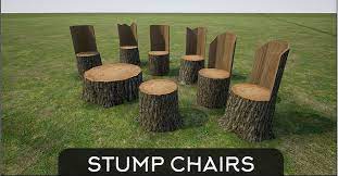 3d model stump chair vr ar low poly