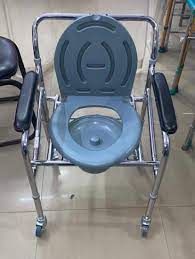for elderly blue commode chair with wheels