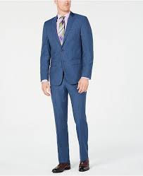Mens Slim Fit Flex Stretch Wrinkle Resistant Blue Pinstripe Suit