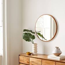 Thin Wood Round Wall Mirror 30