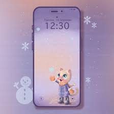 wallpaper phone of cute cat snow