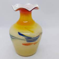 art glass vase handblown multi coloured