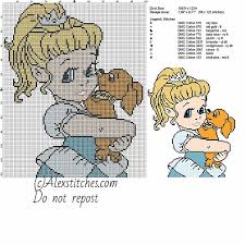 Baby Disney Princess Cinderella With Dog Free Cross Stitch