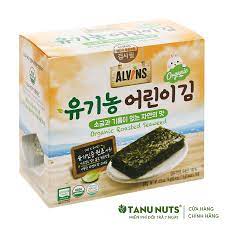 Rong biển hữu cơ Alvis Hàn Quốc hộp 10 gói, rong biển trộn cơm cho bé ăn dặm  - Các loại rong biển ăn liền