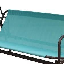 Metal Patio Swing With Teal Cushions