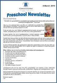 Preschool Newsletter St Andrews School For Girls