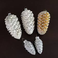 vintage glass pine cone ornament set of