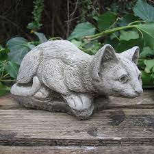 Small Crouching Cat Garden Ornaments