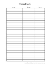 Blank Sign In Sheet Sheets Templates Pinte