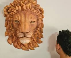 Large Lion Head Wall Art Decor Faux
