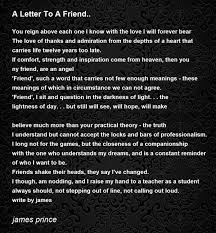 a letter to a friend poem by james prince