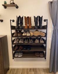 Solid Wood And Pipe Shoe Rack