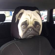 Pug Dog Face Design Car Seat Head Rest