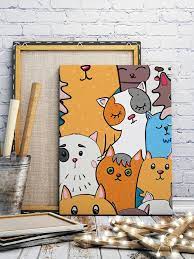 cartoon cat print hanging painting shein