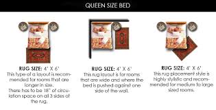 what size rug for a queen bed chart
